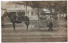 West Side Dairy Dickinson Milk Pail Horse Delivery Wagon RPPC Postcard Milkman picture