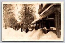 RPPC Postcard Stamford NY Main Street Winter Huge Snow Piles c1940s Photo AN20 picture