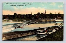 Schuylkill River Fairmount Water Works Dam Philadelphia PA Antique Postcard UNP picture