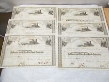 6 - 1869 Baltimore & Ohio RR $100 Share Stock Certificates w 9 Revenue Stamps picture