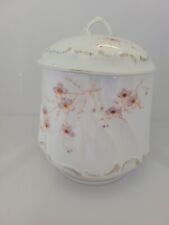 Vintage Porcelain Biscuit Jar. Numbered.  Floral With Gold Accents  picture