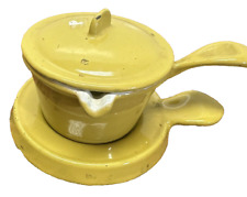 Vintage Descoware Butter Warmer Flaming Yellow with lid and trivet Belgium picture