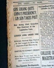 GUSTAVE LE BON French Death & Chiang Kai-Shek China Resignation 1931 Newspaper picture
