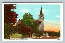Mackinac Island MI, St Ann's Church, Michigan Vintage Postcard picture