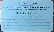 Antique Harlem Casino Card of Admission, November 30, 1903, NYC Ephemera picture