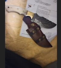 8 inch custom handmade Damascus steel camping knife with bonus leather sheath picture