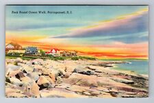 Narragansett RI-Rhode Island Rock Bound Ocean Walk  Vintage Souvenir Postcard picture