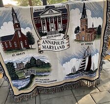 US NAVAL ACADEMY BLANKET THROW ANNAPOLIS MARYLAND LANDMARK COTTON TAPESTRY picture