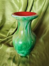 Hand Blown Glass Ombre Vase  - Green, Blue, Orange/Red & Yellow 7