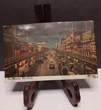 Postcard, Vintage, The Bowery, New York, Posted, Night Time picture