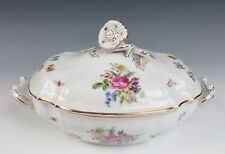 Antique Rare Covered Tureen Haas & Czjzek Schlaggenwald Dresden Flowers Insects picture