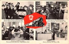 USO Military Members Lounges PENNSYLVANIA RAILROAD STATIONS  1944 WWII Postcard picture