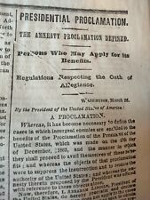 Civil War Newspapers- LINCOLN'S PROCLAMATION: THE AMNESTY PROCLAMATION DEFINED picture