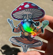 Mushroom Buddha Holographic Hologram Magic Hippie Psychedelic Hippy Sticker picture