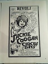 CIRCUS DAYS (1923 JACKIE COOGAN) / WHY WORRY? (H LLOYD) MOVIE AD 1973 reprint picture