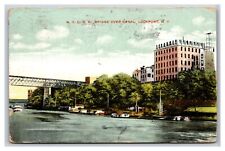 New York Central Railroad Bridge Over Canal Lockport NY DB Postcard O14 picture