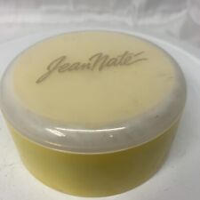 VINTAGE JEAN NATE Perfumed Bath Powder Yellow Signed Puff picture