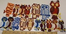 Owls Patches 17  piece Lot Appliques USA Made Embroidery Vintage Owl Birds picture