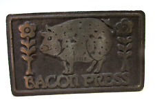 Vintage 1980's Reproduction 1918 Bacon Press w Wood Handle Pig Pattern Floral picture