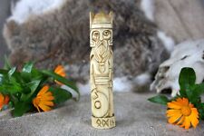 Small wooden figurine Odin. Norse God Odin statue. Odin idol picture