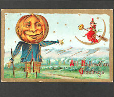 Witch All Halloween Greeting Gottschalk 2040 Series Pumpkin Goblin 1909 PostCard picture