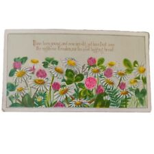 Victorian Calling Card With Verse Spring Summer Flowers Pink Clover White Daisy  picture