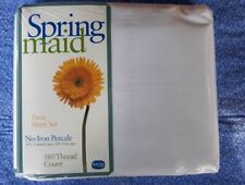 Vintage Springmaid Twin White 50-50 Blend 180 Thread Count Sheet Set Made in USA picture