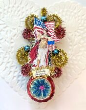Vintage Glass July 4th Patriotic Ornament Lady Liberty Antique Victorian picture