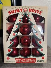 Vintage Shiny Brite Ornaments Red With Original Box picture