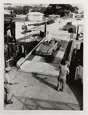 1950s Ferry Boat Loading Convertible Car Auto Beach Vintage Press Photo picture