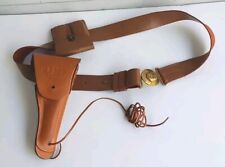 World War II US Army Leather Holster 1944 With Belt Brass Buckle Vintage  picture