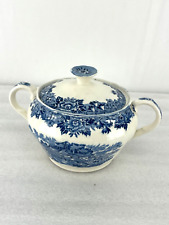 Vintage Salem China English Village Sugar Bowl & Lid Blue Olde Staffordshire  picture