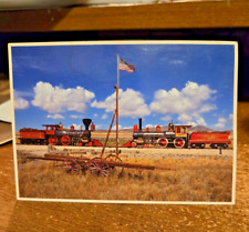 Vintage Postcard Locomotives, Golden Spike National Historic Site, visitor stamp picture