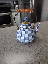 MacKENZIE CHILDS 3 QT ROYAL CHECK TEA KETTLE As Is Read Beautiful Colorway  picture