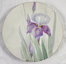 Limoges France Plate Floral Iris Hand Painted Signed Greer 1915 Porcelain picture