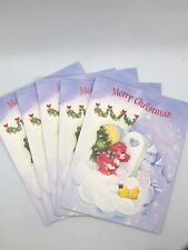 5 Care Bears Christmas Cards - UNUSED Vintage 80s - Tenderheart picture