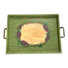 Vintage Italian Green Wooden Tray With Metal Handles picture