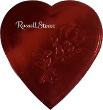 VTG RUSSELL STOVER ROSE EMBOSSED HEART CHOCOLATE BOX 7” GIFT WEDDING ENGAGEMENT picture