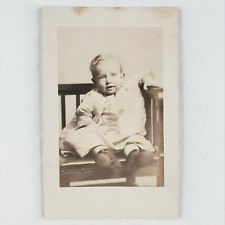 Wide-Eyed Baby Boy RPPC Postcard 1920s Named Child Real Photo Antique Art B1096 picture