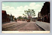 Leominster, MA-Massachusetts, Monument Square, Trolley c1910, Vintage Postcard picture