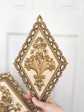1971 MCM Homco MCMLXXI Gold Diamond Shaped Wall Hangings Decor #7224 Vintage picture