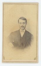 Antique CDV Circa 1860s  Handsome Dashing Man in Suit & Bow Tie With Mustache picture
