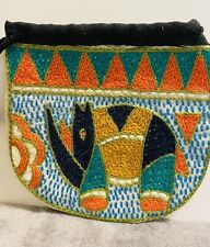 Beautiful Kaross Hand-Embroidered Draw-String Pouch Small Bag Runner Rhino NWT picture