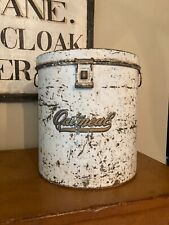 Antique Storage Tin Kreamer Ware Oatmeal Container - Large 11.5