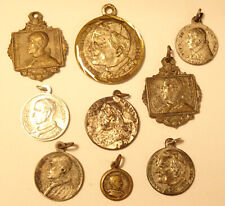Antique Catholic Pope Medals Lot of 9 picture