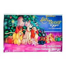RARE VINTAGE Walt Disney Lady And The Tramp Poster 26”x40” VHS Laser Disc Promo picture