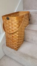 RARE Peterboro Basket Co. Woven Stair-Step Basket W/ 2 Handles picture