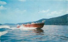 Otsego Lake New York 1958 Wooden speedboat Dexter Press Postcard 21-6752 picture