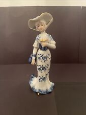 Vintage KPM Victorian Lady Hat & Handbag Porcelain 9” Tall Figurine Doll Statue picture