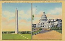 Vintage Postcard  WASHINGTON, D.C  MONUMENT & U.S. CAPITOL  LINEN   POSTED 1941 picture